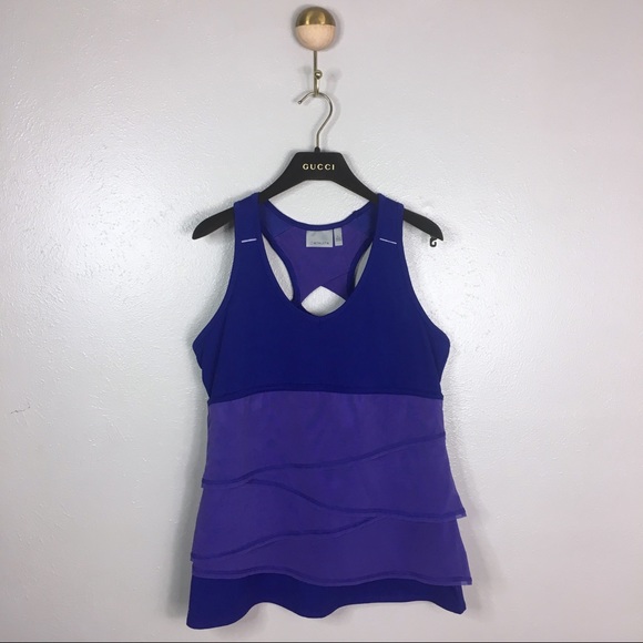 Athleta Purple Layered Swagger Run Tank Top, L - Picture 1 of 6